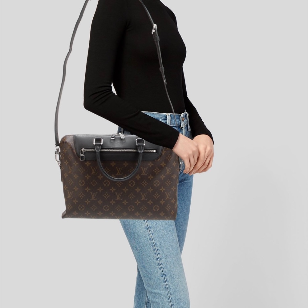 Louis Vuitton Brown Monogram Canvas and Black Leather Crossbody Bag